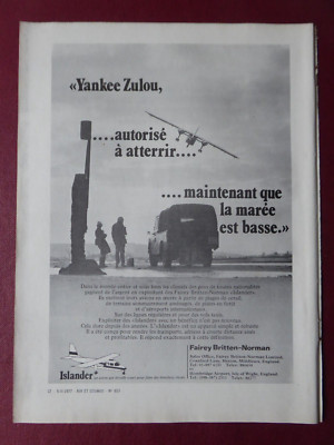 2/1977 PUB FAIREY BRITTEN-NORMAN ISLANDER REGIONAL AIRLINER ORIGINAL FRANZÖSISCHE ANZEIGE