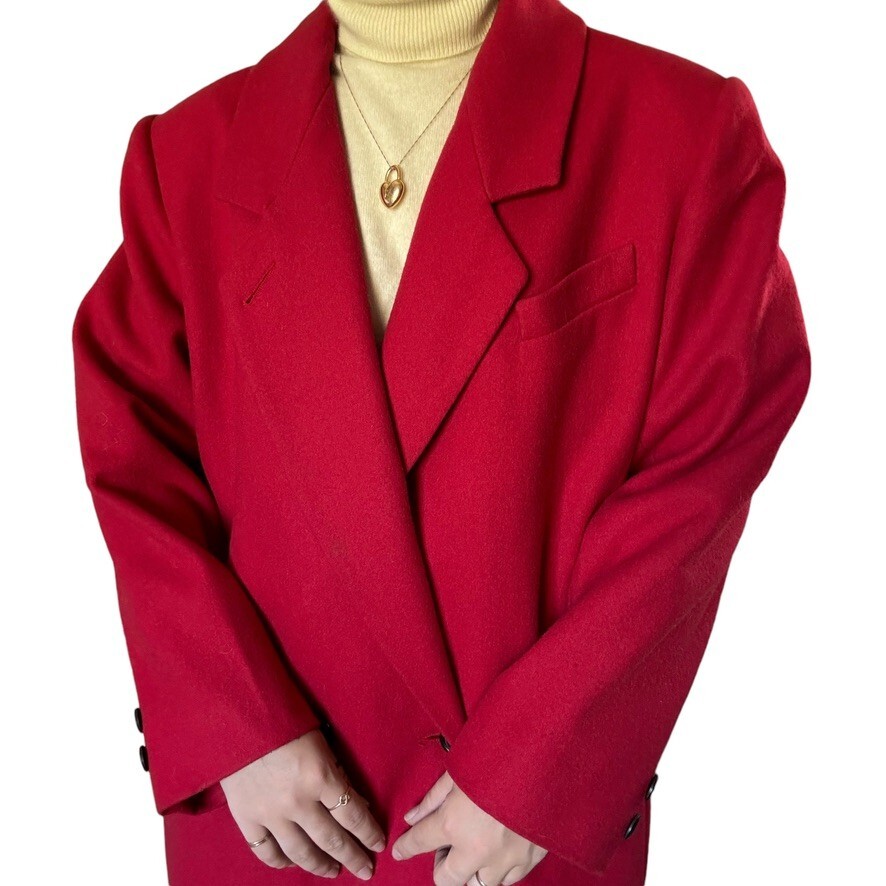Vintage 1990s Adolfo Classics Womens Cherry Red 100% Wool