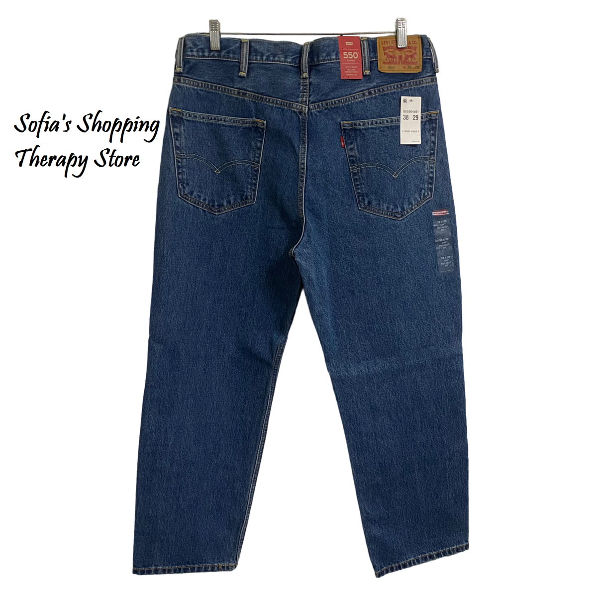 Levis 550 Jeans Mens 38 x 29 Relaxed Fit Red Tab Zipper Blue