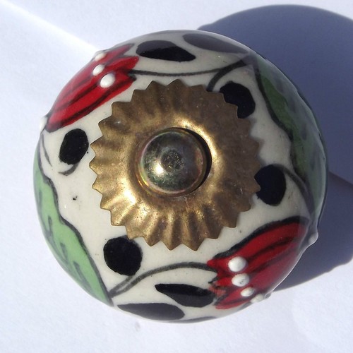 Ceramic knobs pulls handles for doors drawers cupboard cabinet wardrobe - brass - Picture 39 of 180