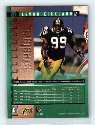 1997 Pro Line Levon Kirkland Pittsburgh Steelers #215 | eBay