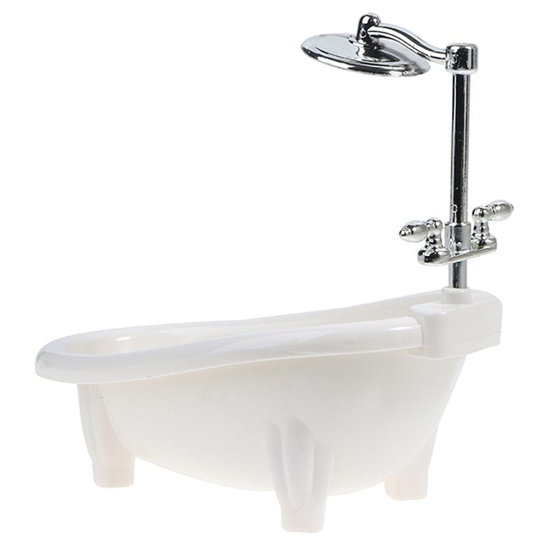 Dollhouse 1/6 Scale Miniature Shower White Bathtub Bathroom Plastic