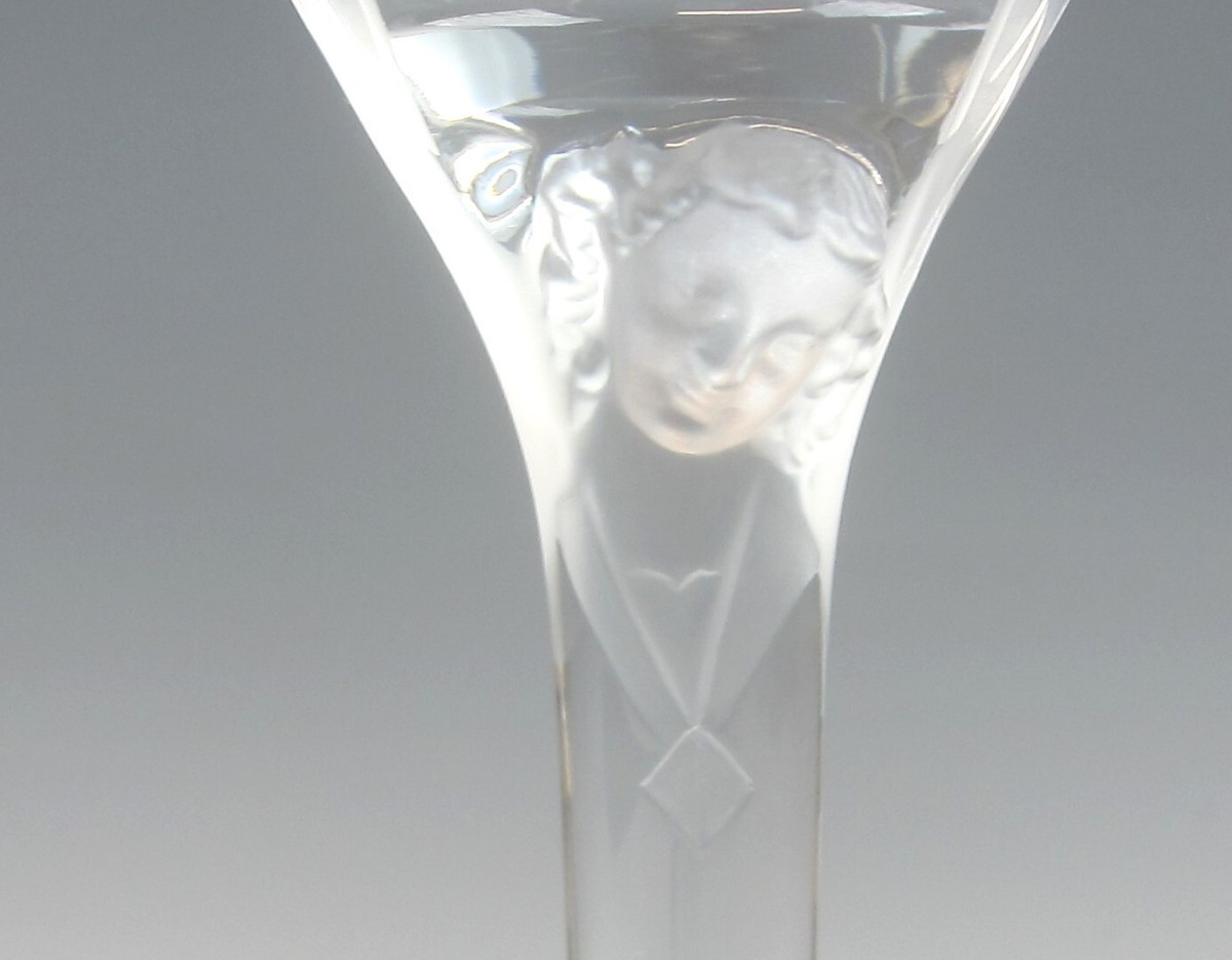 4 Flûtes à Champagne Lalique Ange – Cristal – Signées – Excellent État – Fabriquées En France