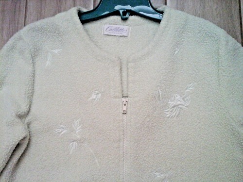 Collette Mint Green Long Sleeve Embroidered Full Zip Front Long Robe Size M - Picture 2 of 4