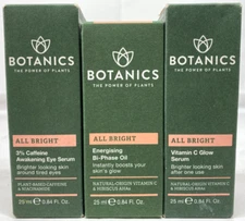 Botanics All Bright Vitamin C Glow Serum, Energising Bi-Phase Oil & Eye Serum