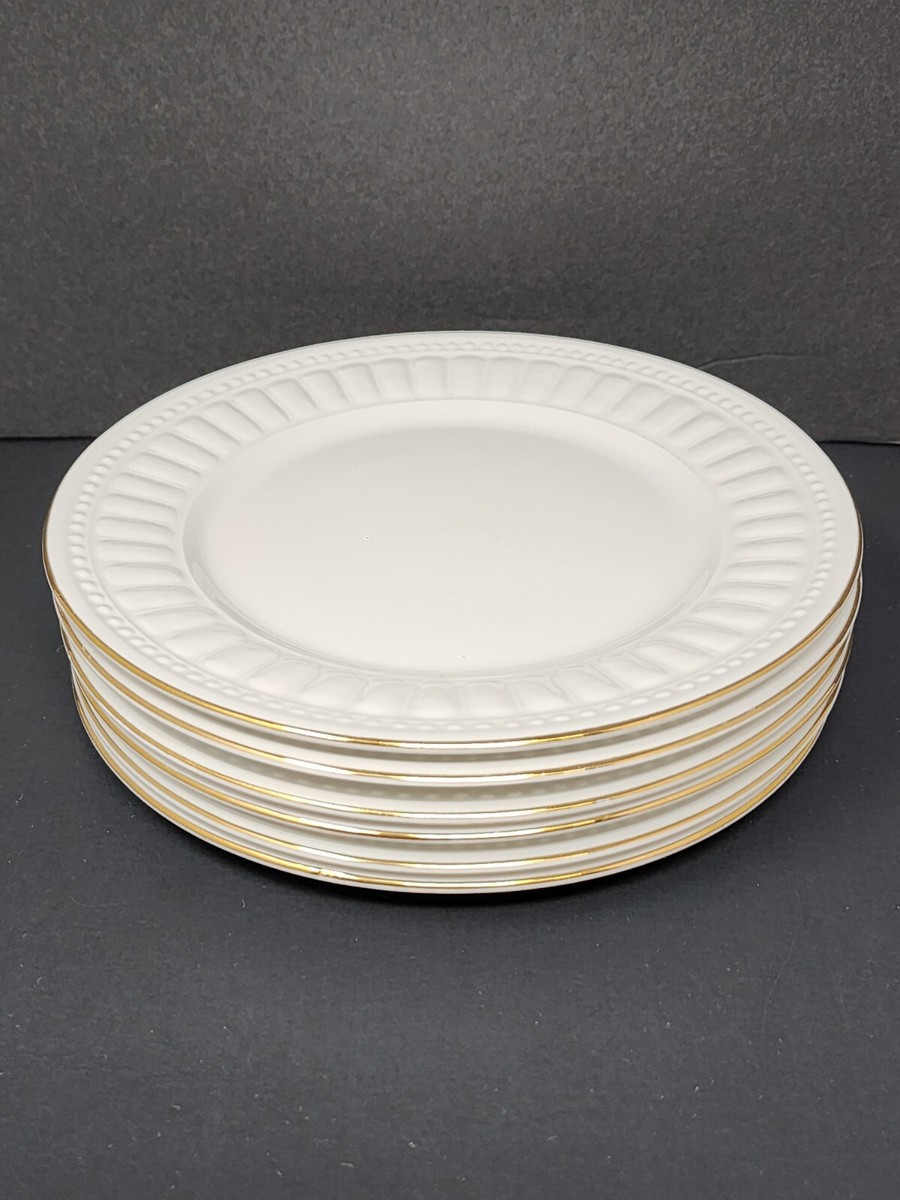 Set Of 6 Oneida Majesticware Athena White China With Gold Rim 7.75