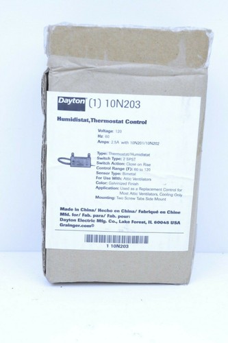 Dayton 10N203 Humidstat Thermostat Control - New, In Box - Picture 2 of 3