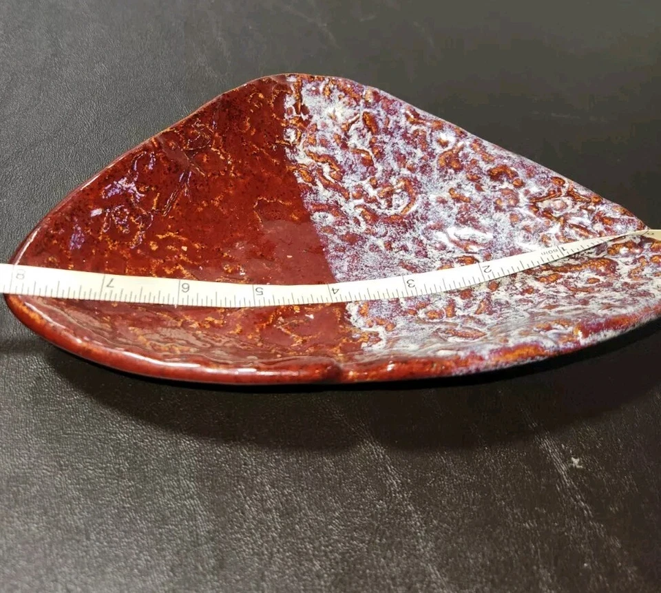 Tazón de queso triángulo blanco marrón cerámica de gres plato de cambio de baratija esmaltado Foto 4 de 4