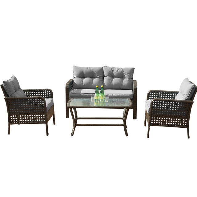 4 Pcs Patio Rattan Wicker Sofa Set Yard Garden Furniture Outdoor Sectional Couch For Sale Online