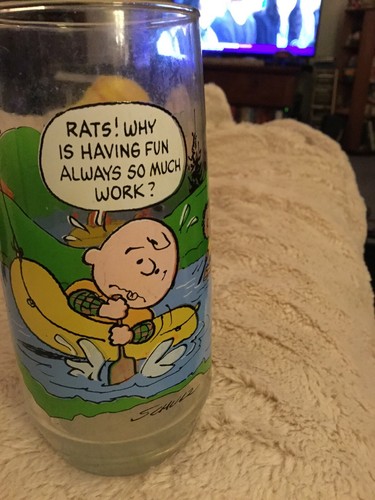 McDonalds 1968 Snoopy Summer Camp Rafting Glass - Picture 3 of 5