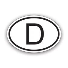 D Germany Country Code Oval Sticker Decal - Weatherproof - german euro