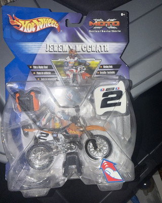 Hot Wheels Moto Jeremy McGrath Motocross Bike Orange Black White w/ Stand