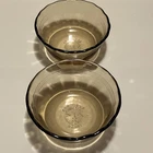 2~VINTAGE PYREX AMBER BROWN CUSTARD CUP 3 RING SCALLOP EDGE 463 RAMEKIN BOWL 6oz