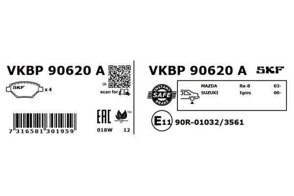 Skf Bremsbelagsatz, Scheibenbremse Hinterachse U.A. FüR Mazda, Suzuki-image
