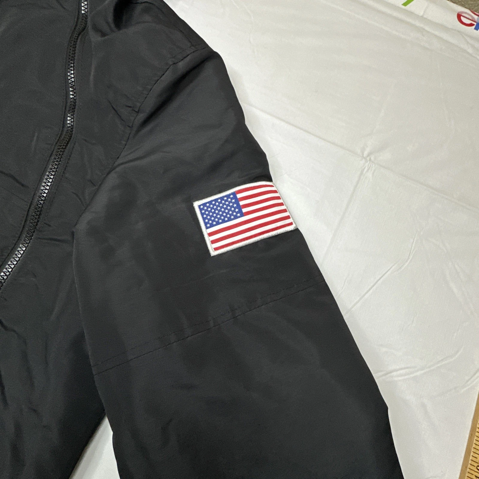 Members Only Sport NASA Hoodie Jacket Mens Flag Patch Black Sz- L #6636 - product detail image 4