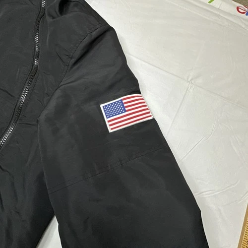Members Only Sport NASA Hoodie Jacket Mens Flag Patch Black Sz- L #6636 image 4