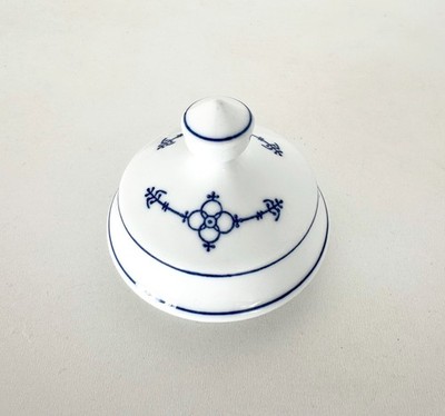 Vintage Deckel für Kaffeekanne Indisch Blau Strohblume