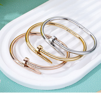 Edelstahl Schmuck Armreif Nagel Damen und Herren Gold Silber Rosegold 316