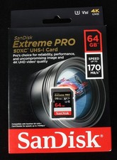 Original SanDisk Extreme PRO 64GB SDXC UHS-I Memory Card - New in Box