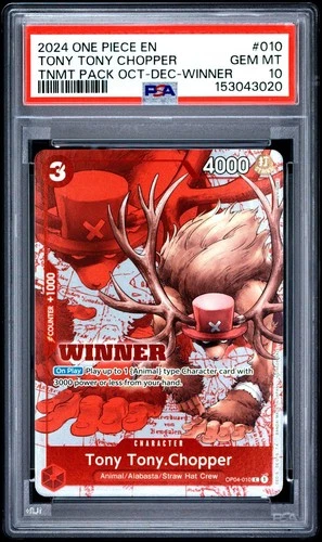 One Piece Tony Tony Chopper Tournament OCT-DEC Winner OP04-010 PSA 10 Gem Mint