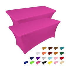 2 Pack 8FT Table Cloth for Rectangular Fitted Events 8 Ft - 2 Pcs Fuchsia