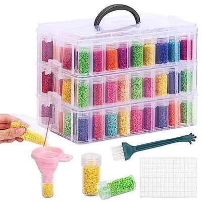 3-Tier Diamond Painting Storage Container, 150 Slots Portable Bead Organizer ...
