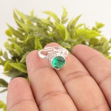 Valentines Deal 925 Sterling Silver Genuine Green Emerald Band Fine Ring Jewelry