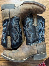 Kids ARIAT Tombstone Western Boot Earth Black Leather Soft Square Toe size 4.5