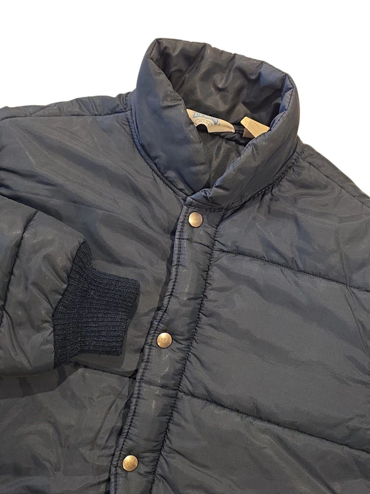 Vintage Big Smith USA Nylon Puffer Jacket Navy Snap Zip Workwear Coat M