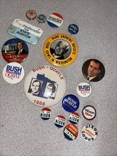 Lot Of 18 Political Campaign Pins Bush/Quayle Nixon Others 60  s-80  s