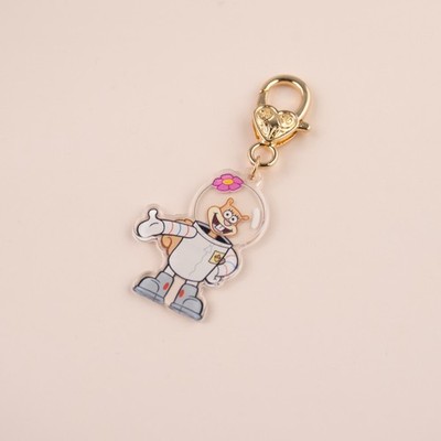 Cute SpongeBob Sandy Cheeks Squirrel Cartoon Bag Heart Charm Keychain Keyring