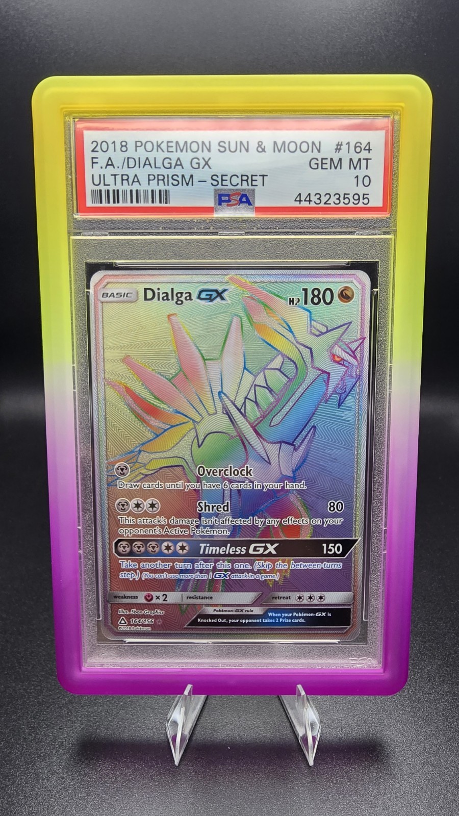 2018 POKEMON SUN & MOON ULTRA PRISM SECRET #164 FULL ART/DIALGA GX PSA 10