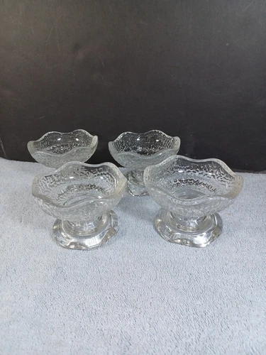 Vintage Anchor Hocking Stax Candle Holders Pebble Glass Set of 4