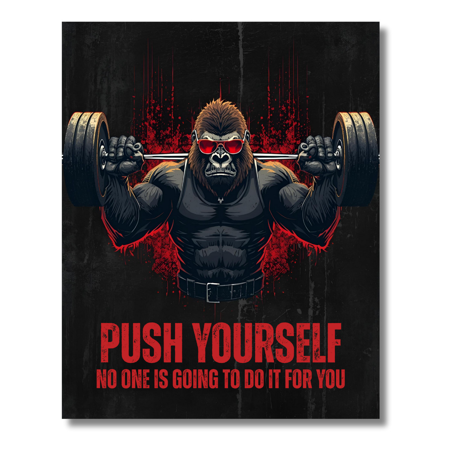 Motivational Gorilla Gym Poster Set Workout Wall Art Print for Home Fitness Room