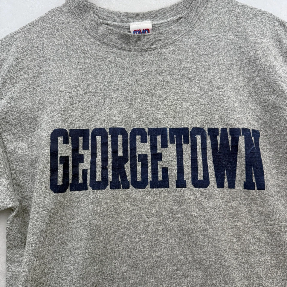 Vintage Georgetown T Shirt Mens L Gray Rayon Blend University Single Stitch 90s - Image 2 of 4