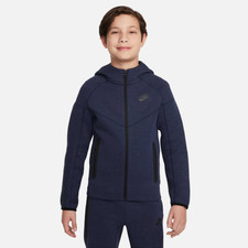 Nike Sportswear Tech Fleece Hoodie Boys Obsidian Full Zip Activewear FROG31