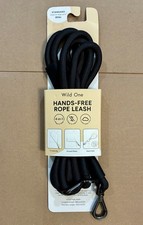 Wild One Hands-Free Rope Dog Leash Standard Black 4-in-1 Adjustable NEW