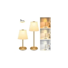 1 Pack Cordless Table Lamps Rechargeable, 2 Adjustable Height Flaxen Fabric P...