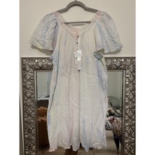 Fox in Gown Tie Dye Cotton Eyelet Lace Mini Dress Boho Coastal M/L NEW