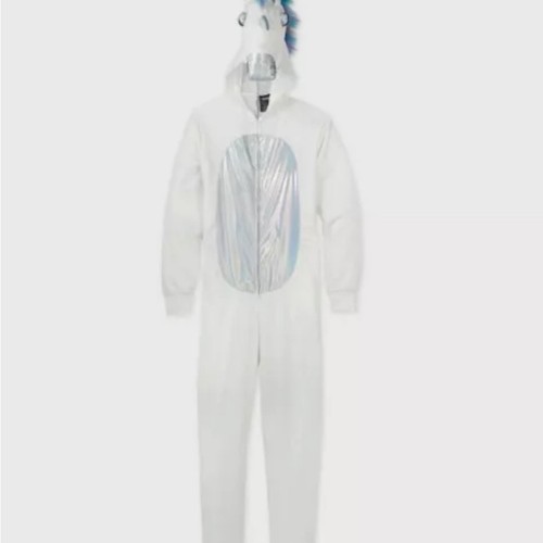 Mad Engine Costume One Piece Unisex L Halloween Unicorn Hoodie White Blue NWT - Picture 2 of 6