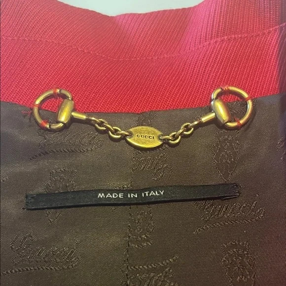 Gucci 2008 Frida Giannini Red Horsebit Chain Cropped Jacket IT 40