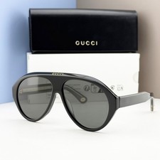 Gucci GG0479S Aviator Sunglasses Black Frame Grey Lens Italy Unisex New w/ Case