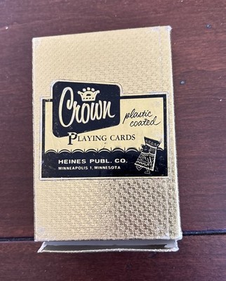 Crown Plastic Coated Floral Playing Cards Heines Publ. Co. Minneapolis