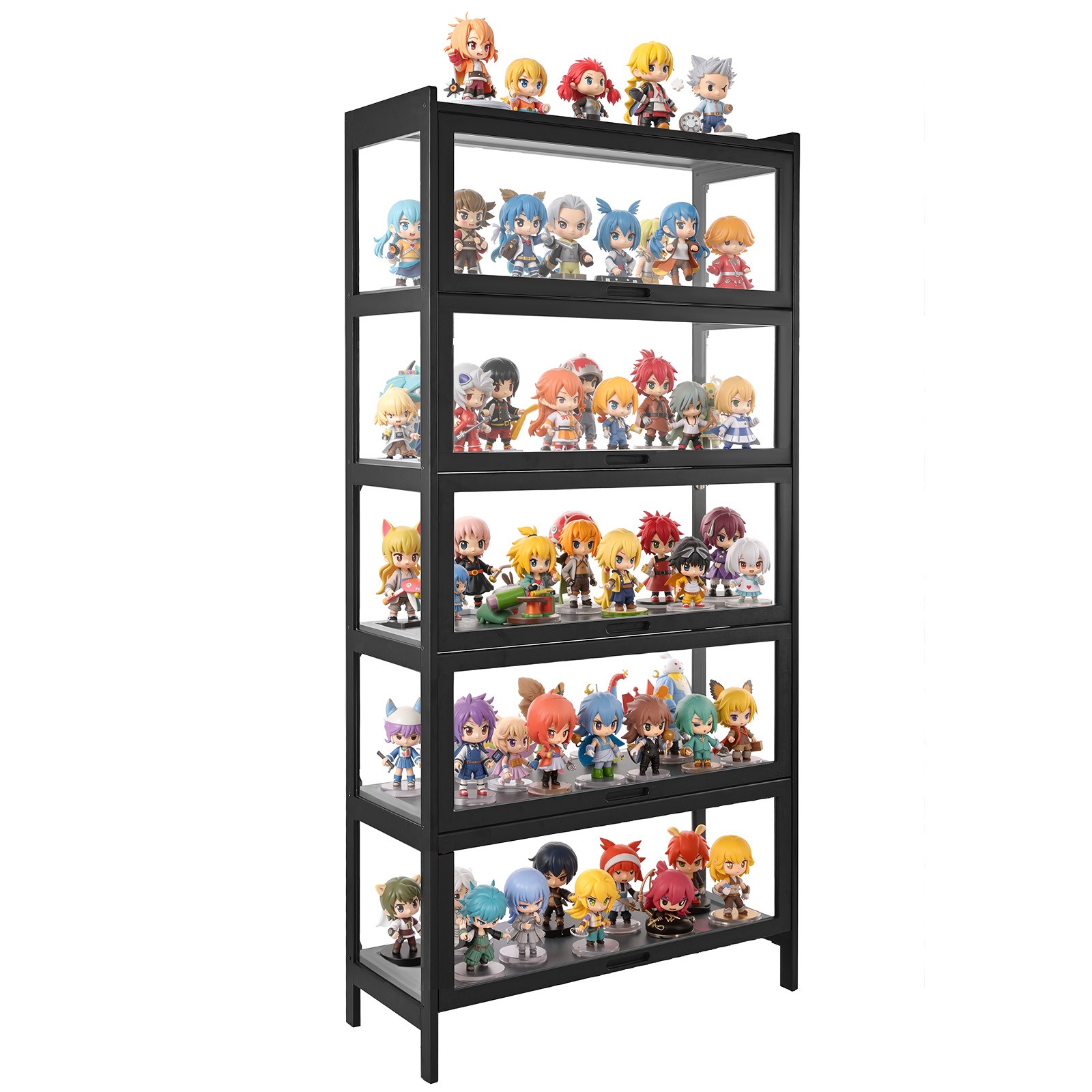Uimoso 68-Inch Tall Wooden Display Cabinet with Acrylic Doors and 5 Shelves