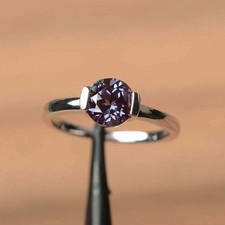 2 Ct Round Cut Alexandrite Solitaire Women's Wedding Ring 14K White Gold Finish