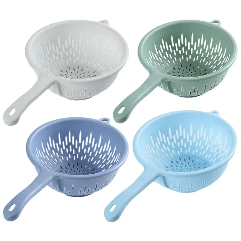 4 Pack Plastic Colander Handle Drain Sieve Kitchen Strainer 14.76X8.46X3.86