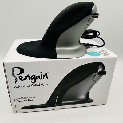 Posturite Penguin Mouse Laser Wired Ambidextrous Ergonomic Vertical Medium 