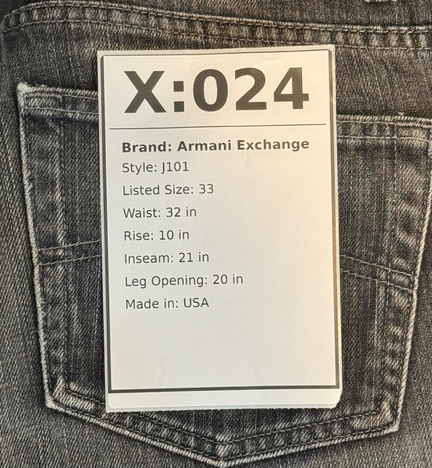 Armani Exchange AX Jeans Mens 33x29 J101 Bootcut Gray Button Fly