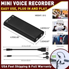 16GB Mini Spy Audio Recorder Voice Activated Office Listening Device 352Hrs