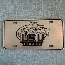 Vintage LSU Louisiana State University Pewter Vanity License Plate Geaux Tigers